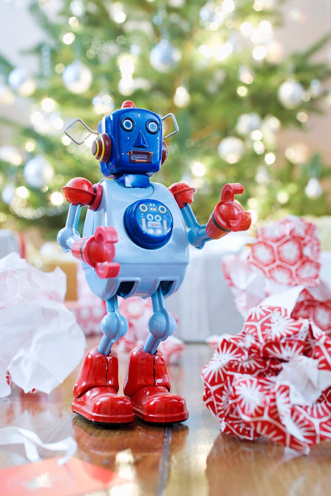 Christmas tree with toy robot 