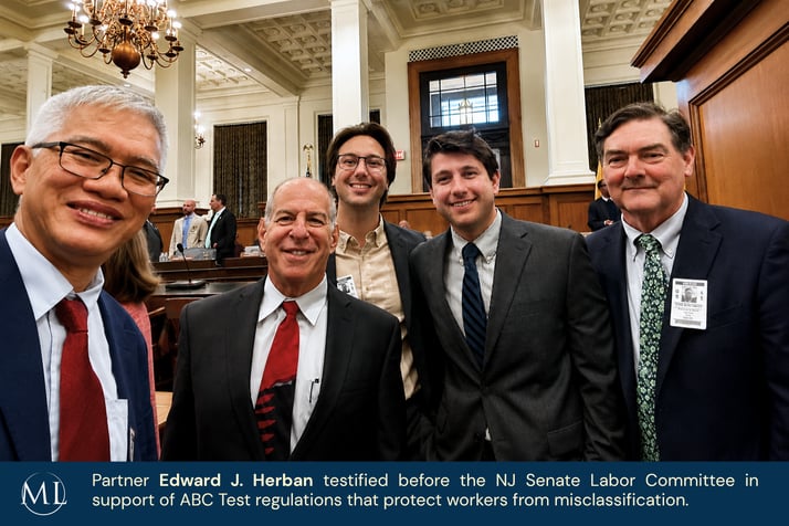 Edward J. Herban testified before the NJ Senate Labor Committee in support of ABC Test regulations that protect workers from misclassification. (1)