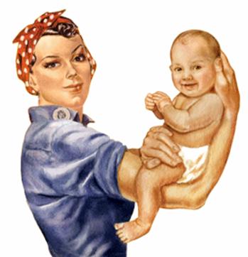 illustration of woman holding baby